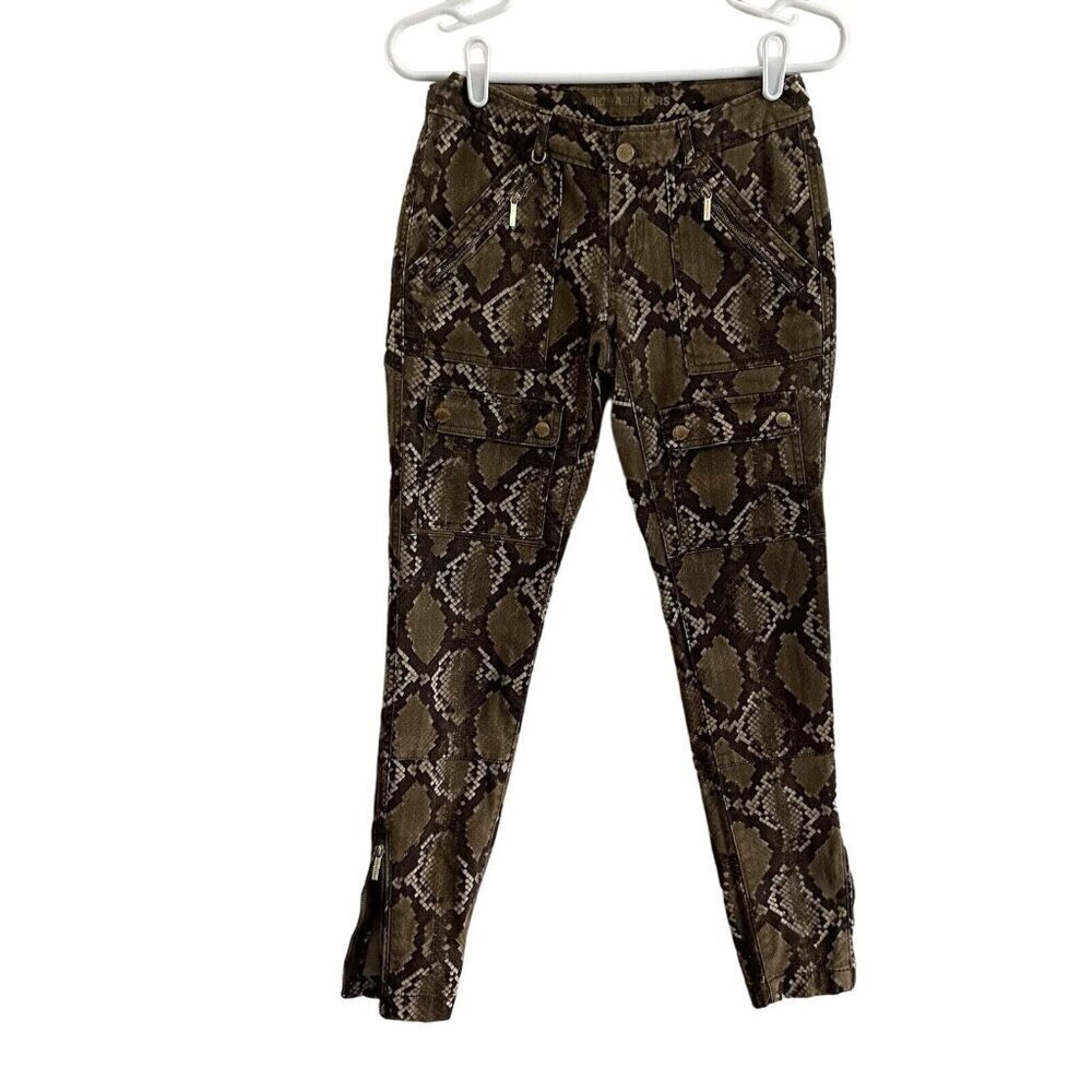 Mchael Kors Women's SZ 00 Snakeskin Print Zippered Pockets/Ankles Slim Jeans